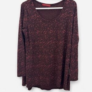 Cut Loose Women's Maroon Floral Long Sleeve Top
